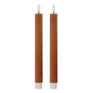 Clayre &amp; Eef   | Kaars met LED set van 2 Bruin &oslash; 2x25 cm / 2xAAA | 6CA0002CH
