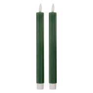 Clayre &amp; Eef   | Kaars met LED set van 2 Groen &oslash; 2x25 cm / 2xAAA | 6CA0002DGR