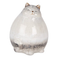 Clayre &amp; Eef   | Decoratie beeld Kat Grijs 14x13x18 cm | 6CE2131