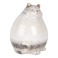 Clayre &amp; Eef   | Decoratie beeld Kat Grijs 14x13x18 cm | 6CE2131