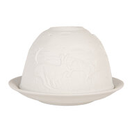 Clayre &amp; Eef   | Theelichthouder Wit &oslash; 12x8 cm | 6CE2210