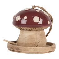 Clayre &amp; Eef   | Vogelhuis Beige Rood &oslash; 13x13 cm | 6CE2319