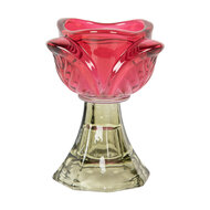 Clayre &amp; Eef   | Glazen Theelichthouder Roze Groen &oslash; 7x10 cm | 6GL5342P