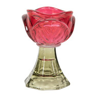 Clayre &amp; Eef   | Glazen Theelichthouder Roze Groen &oslash; 7x10 cm | 6GL5342P