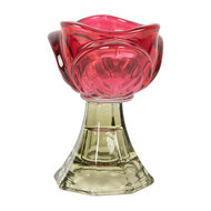 Clayre &amp; Eef   | Glazen Theelichthouder Roze Groen &oslash; 7x10 cm | 6GL5342P