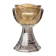 Clayre &amp; Eef   | Glazen Theelichthouder Geel Bruin &oslash; 7x10 cm | 6GL5342Y