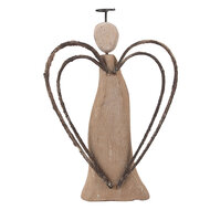 Clayre & Eef | Kerstdecoratie Engel Bruin 12x3x18 cm | 6H2421M
