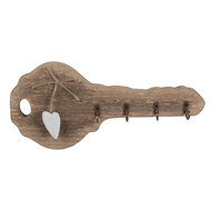 Clayre &amp; Eef   | Sleutelrekje Bruin Wit 30x4x14 cm | 6H2430