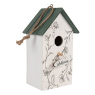 Clayre &amp; Eef   | Vogelhuis Wit Groen 15x10x22 cm | 6H2440