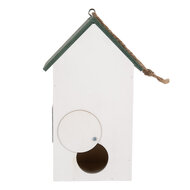 Clayre &amp; Eef   | Vogelhuis Wit Groen 15x10x22 cm | 6H2440