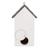 Clayre &amp; Eef   | Vogelhuis Wit Grijs 15x10x22 cm | 6H2441