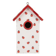 Clayre &amp; Eef   | Vogelhuis Wit Rood 15x10x22 cm | 6H2445