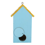 Clayre &amp; Eef   | Vogelhuis Blauw Geel 15x10x22 cm | 6H2448