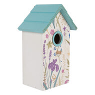 Clayre &amp; Eef   | Vogelhuis Wit Turkoois 15x10x22 cm | 6H2451