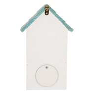 Clayre &amp; Eef   | Vogelhuis Wit Turkoois 15x10x22 cm | 6H2451