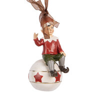 Clayre &amp; Eef   | Decoratie hanger elf Rood Wit 5x5x10 cm | 6PR5389