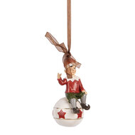 Clayre &amp; Eef   | Decoratie hanger elf Rood Wit 5x5x10 cm | 6PR5389