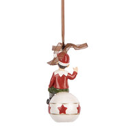 Clayre &amp; Eef   | Decoratie hanger elf Rood Wit 5x5x10 cm | 6PR5389