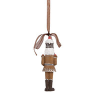 Clayre &amp; Eef   | Decoratie Hanger Notenkraker Bruin Wit 4x2x13 cm | 6PR5390