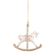 Clayre &amp; Eef   | Decoratie Hanger Hobbelpaard Wit Goudkleurig 8x2x7 cm | 6PR5412