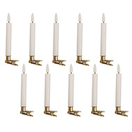 Clayre &amp; Eef   | Kaars met LED set van 10 Wit &oslash; 2x14 cm / 10xAAA | 6CA0008