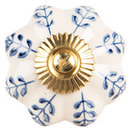 Clayre &amp; Eef   | Deurknop Beige Blauw &oslash; 4x3 cm / S3 cm | 66269