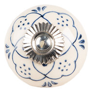Clayre &amp; Eef   | Deurknop Beige Blauw &oslash; 4x3 cm / S3 cm | 66270