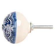 Clayre &amp; Eef   | Deurknop Blauw Beige &oslash; 4x3 cm / S3 cm | 66272
