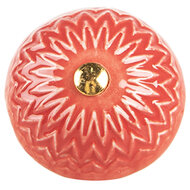 Clayre &amp; Eef   | Deurknop Rood Beige &oslash; 4x3 cm / S3 cm | 66273