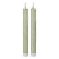 Clayre &amp; Eef   | Kaars met LED set van 2 Groen &oslash; 2x25 cm / 2xAAA | 6CA0002GR
