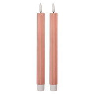 Clayre &amp; Eef   | Kaars met LED set van 2 Roze &oslash; 2x25 cm / 2xAAA | 6CA0002P