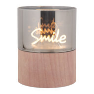 Clayre &amp; Eef   | Waxinelichthouder met LED Bruin &oslash; 8x10 cm / 3xAAA | 6CA0006
