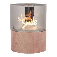 Clayre &amp; Eef   | Waxinelichthouder met LED Bruin &oslash; 8x10 cm / 3xAAA | 6CA0006