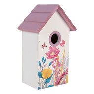Clayre &amp; Eef   | Vogelhuis Wit Roze 15x10x22 cm | 6H2452