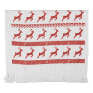 Clayre &amp; Eef   | Gastendoekje Wit Rood 40x66 cm | CTNOC-1
