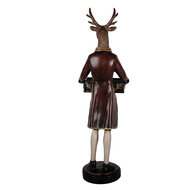 Clayre &amp; Eef   | Decoratie beeld Rendier Bruin Rood 32x31x96 cm | 5PR0171