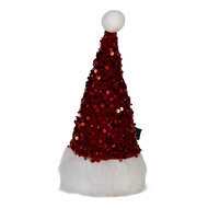 Clayre & Eef | Decoratie Beeld Kabouter met LED Rood Wit 10x10x25 cm / 3xAA | 66330