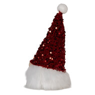 Clayre & Eef | Decoratie Beeld Kabouter met LED Rood Wit 10x10x25 cm / 3xAA | 66330
