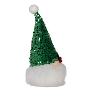 Clayre & Eef | Decoratie Beeld Kabouter met LED Groen Wit 10x10x25 cm / 3xAA | 66331