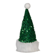 Clayre & Eef | Decoratie Beeld Kabouter met LED Groen Wit 10x10x25 cm / 3xAA | 66331