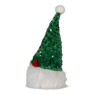Clayre & Eef | Decoratie Beeld Kabouter met LED Groen Wit 10x10x25 cm / 3xAA | 66331