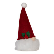 Clayre & Eef | Decoratie Beeld Kabouter met LED Rood Wit 10x10x25 cm / 3xAA | 66333