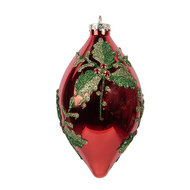 Clayre & Eef | Kerstbal Rood Groen ø 8x15 cm | 6GL5108