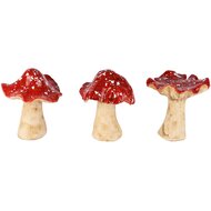 Dekoratief | Paddenstoeltje, rood/naturel, keramiek, 10x10x12cm, set van 3 stuks | A255027