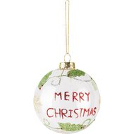 Dekoratief | Hanger bal 'Merry Christmas', transparant, glas, 8x8x8cm | A255299