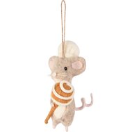 Dekoratief | Hanger muis m/lolly, roze, stof, 6x8x17cm | A255336
