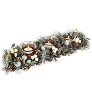 Dekoratief | Tafelstuk m/dennenappels/takjes, naturel/wit, 41x13x7cm | A255591
