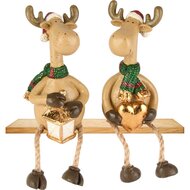 Dekoratief | Rendier m/hangbeentjes, groen, resina, 6x5x10cm, set van 2 stuks | A255715