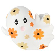 Dekoratief | Spookje m/bloemen, wit/oranje/geel, resina, 10x9x9cm | A255833