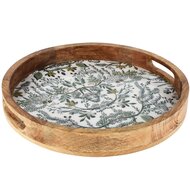 Dekoratief | Dienblad rond &#039;Twigs Around&#039;, hout/email, 35x35x5cm | A258029